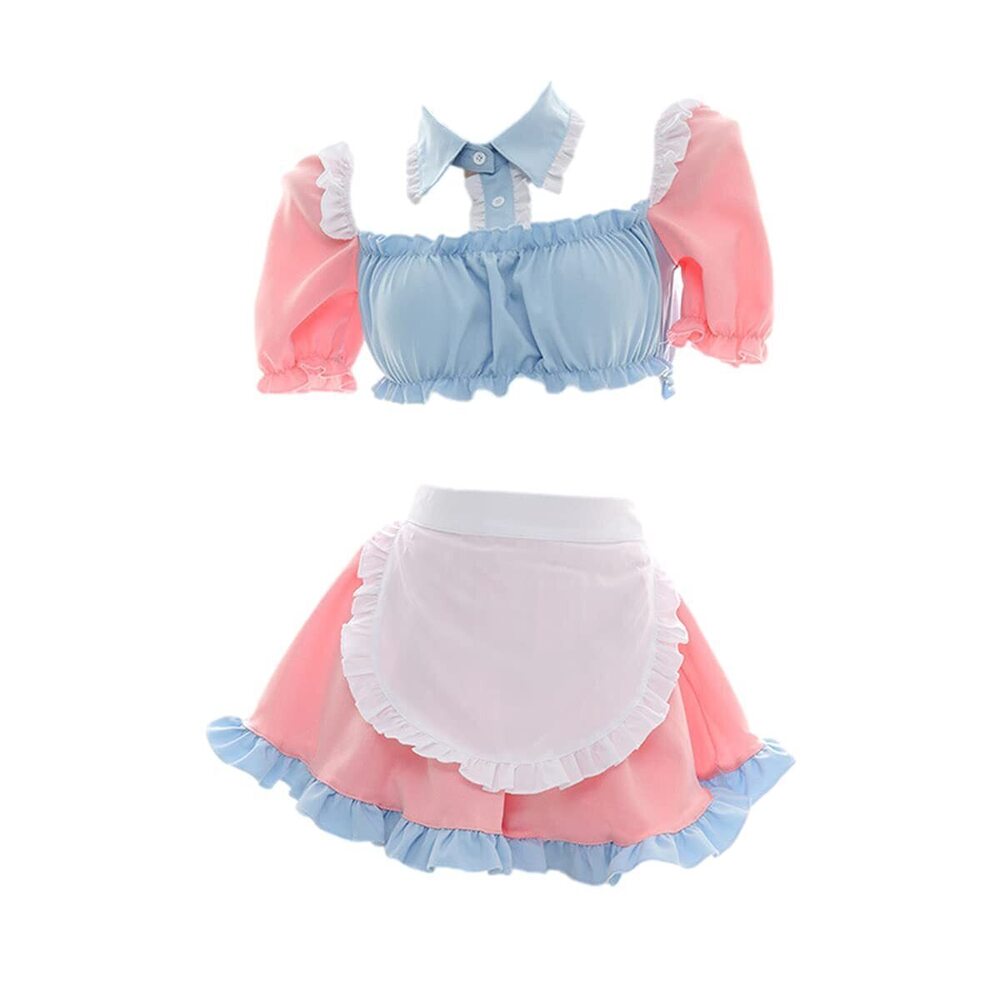 8905 Sexy Cosplay Lingerie Cute Naughty Maid Outfit Costumes Pink Blue